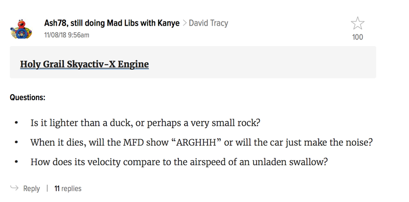 Illustration for article titled Comment of the Day: Your Mazda Was a Hamster Edition